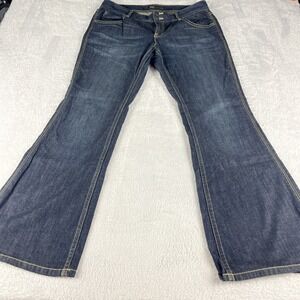 Mossimo Premium Denim Womens Size 12 Dark Wash Flare Leg Denim Blue Jeans